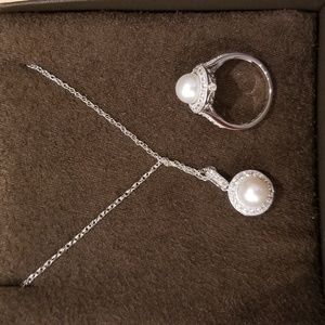 14K Pearl necklace and ring set